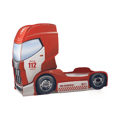 Kinderbett Fire Truck in leuchtendem rot sieht aus wie ein echter Lastwagen